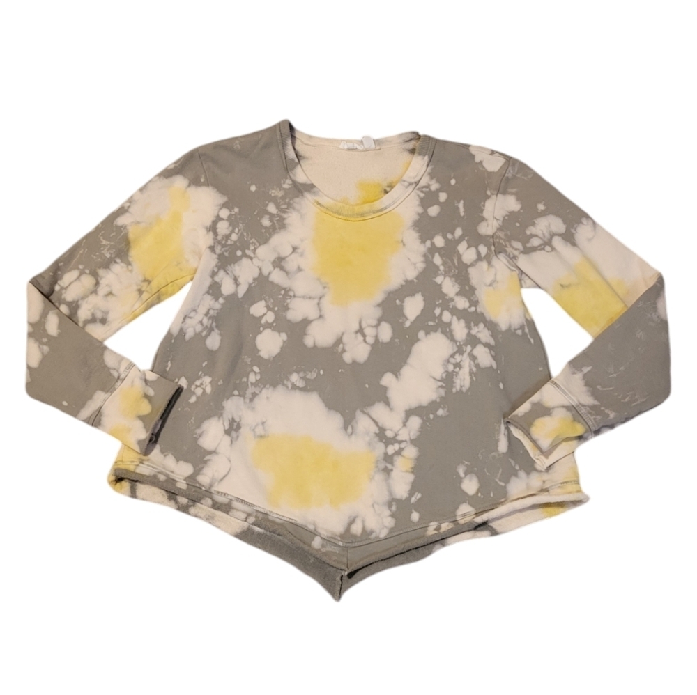 Wilt Gray, White & Yellow Tie-Dye Long Sleeve Sweatshirt